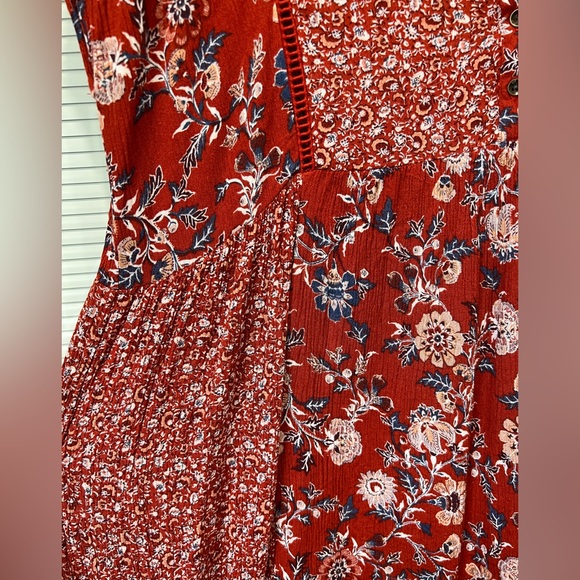 Knox Rose Boho Dress Fall Colors Burgundy Rust Colored - Picture 4 of 10